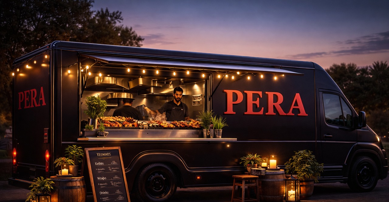 PERA foodtruck met groot PERA logo